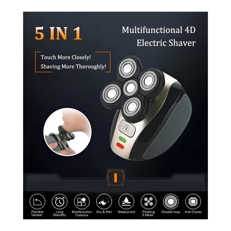 [Australia] - Five in one Razor USB Charging Cable, Instruction Manual, Cleaning Brush, Silicone Head, Barber Head, face wash Head, Nose Hair Device, Shaver 5 Knife Head, Limit Comb 