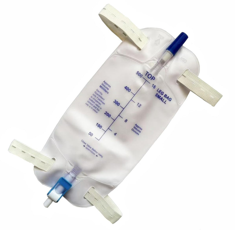 [Australia] - 4 Pack Easy-Tap Leg Bag Urinary Drainage Bag, 500 ML Anti-Reflux Valve, Cloth Straps Easy Flip Drain 