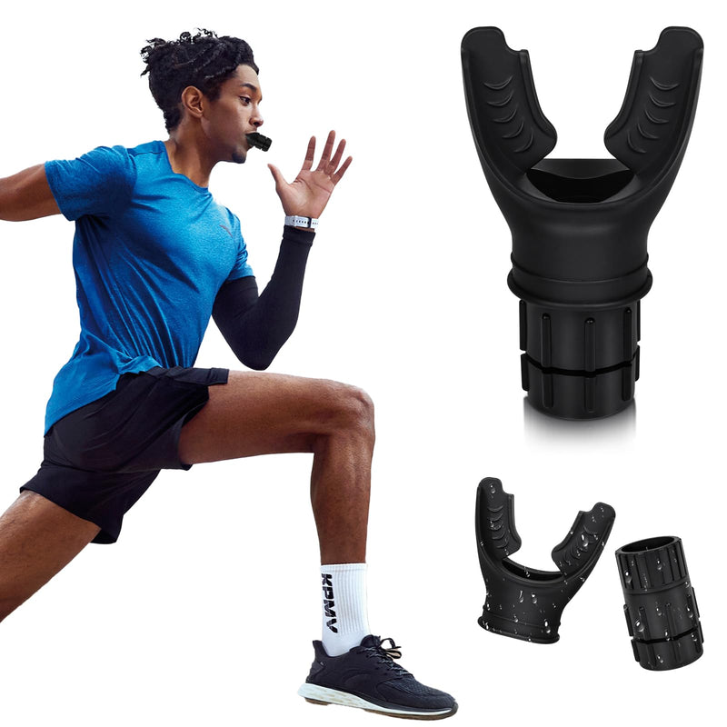 [Australia] - Breathing Trainer with Adjustable Resistance | Portable Respiratory Trainer with High-Grade Silicone | Compact Lung Exercise Device | Easy to Clean (Black) Black 