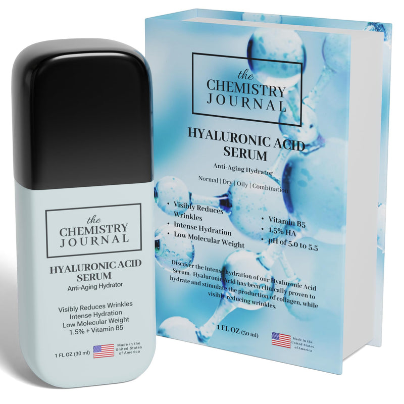 Hyaluronic Acid Serum for Face - Visibly Reduce Wrinkles, Smooth & Plump Skin, Vitamin B5, Low Molecular Weight, Hydrating Anti-Aging Serum. Made in the United States of America.