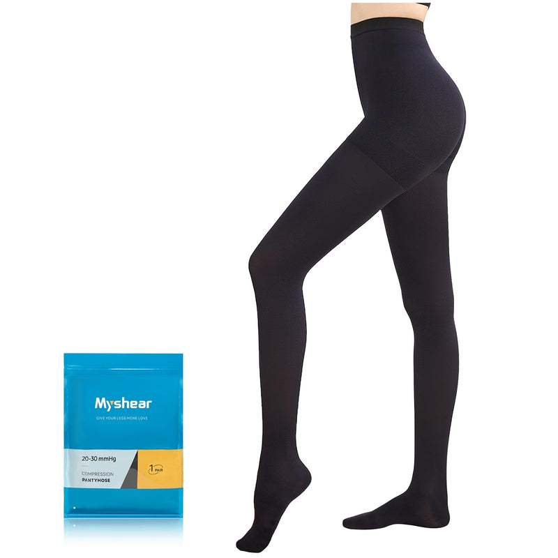 [Australia] - Medical Compression Pantyhose for Women Men, 20-30 mmHg Graduated Compression Tights, Closed Toe Compression Stockings, Support Hose, High Waist Compression Leggings for Varicose Veins, Edema Medium Black 