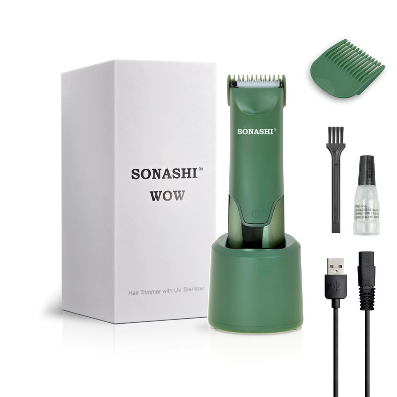 Electric Body Hair Trimmer - Groin Trimmer for Men - Bikini Trimmer Women - Wet/Dry Shaver Groomer, Rechargeable, Waterproof, Painless Hair Removal (Green) Green