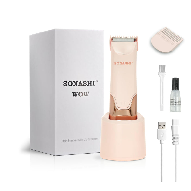 [Australia] - Electric Body Hair Trimmer - Groin Trimmer for Men - Bikini Trimmer Women - Wet/Dry Shaver Groomer, Rechargeable, Waterproof, Painless Hair Removal (Pink) Pink 
