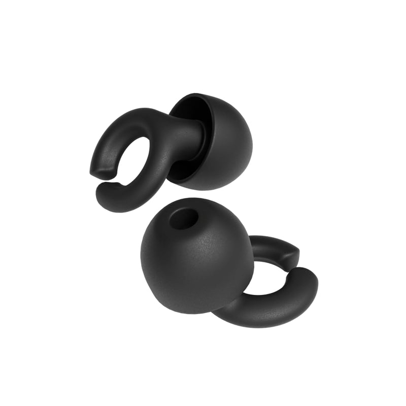 [Australia] - Hush Hoops Ear Plugs, Ultra-Soft Reusable Silicone Plugs with Horseshoe Shape for Comfort, Designed for Sleep and Sound Suppression, 17dB (NRR) Noise Reduction Rating, Black, 1 Pair with Travel Case 