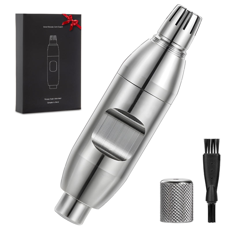 SUERBEATY Manual Nose Hair Trimmer for Men, Battery-Free, 304 Stainless Steel with R-Type Blades, Silent, Waterproof & Travel-Friendly, Painless Grooming for Daily/Office/Travel Silver