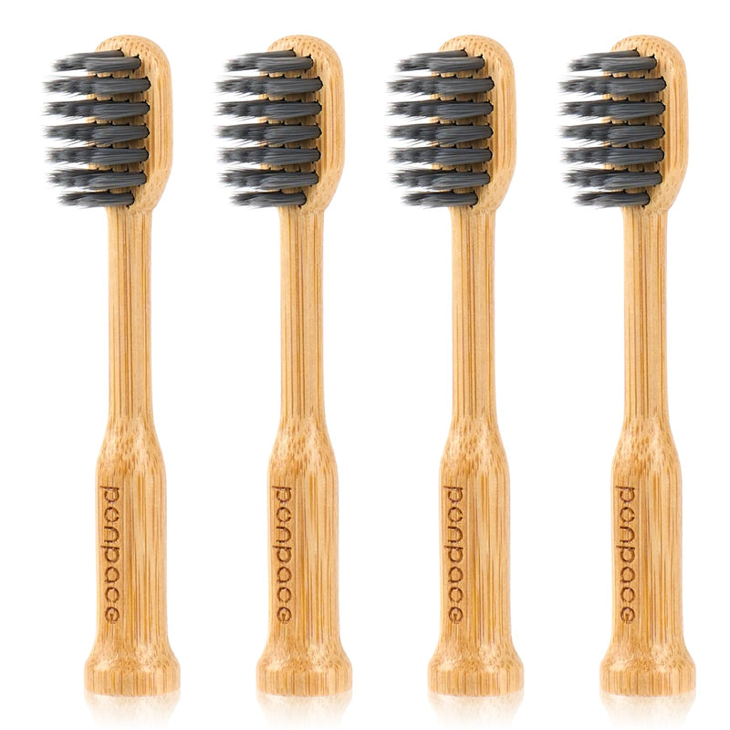 Bamboo Toothbrush Heads Compatible with Laifen, Soft Charcoal Infused Bristles, Whitening & Deep Cleaning