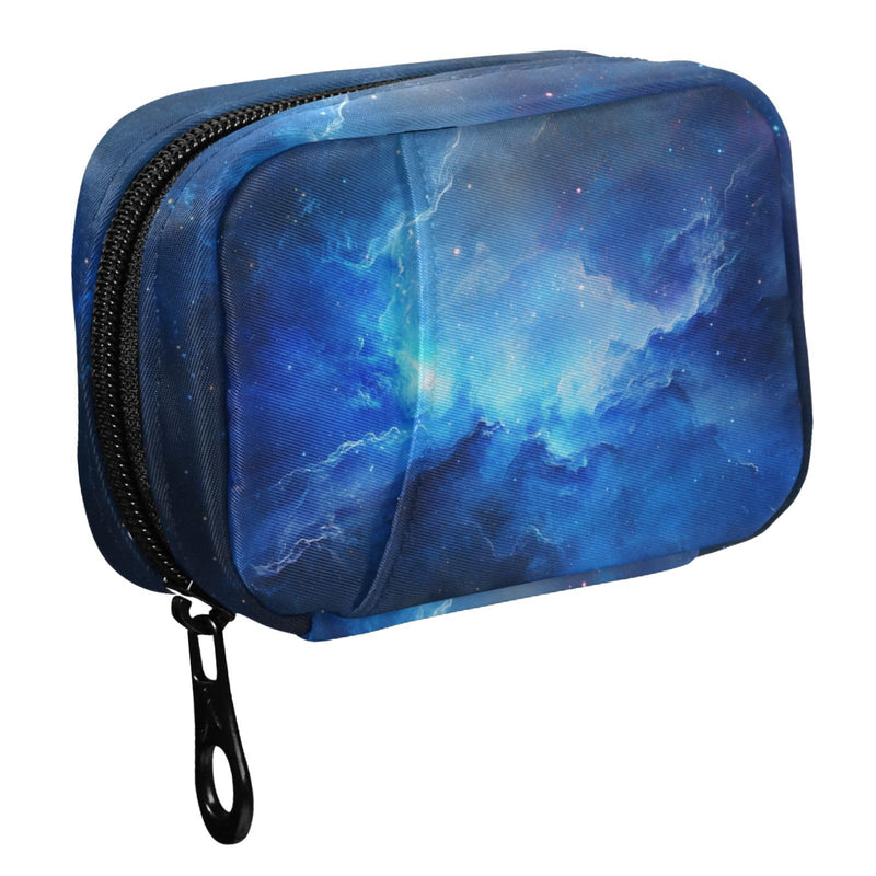 Fustylead Beautiful Blue Cosmic Nebula Pill Organizer and Storage Weekly with Zipper, Removable Pill Box Portable Medicine Organizer for Vitamin Fish Oil Supplement Blue06 Cosmic Nebula