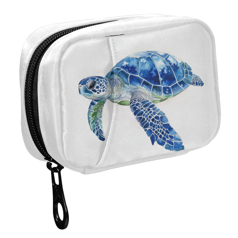 Fustylead Watercolor Hand Draw Blue Sea Turtle Pill Organizers 2 Times A Day Pill Case Bag with Zipper Portable Weekly Pill Dispensers for Vitamin Supplement White01 Blue Sea Turtle