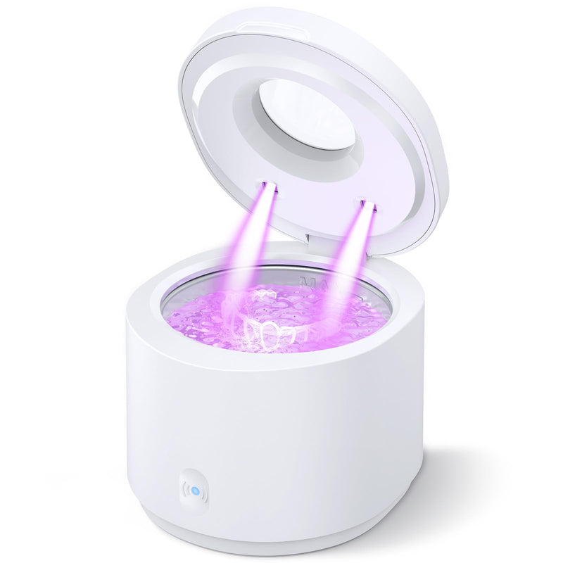 [Australia] - Ultrasonic Retainer Cleaner Machine, 45kHz Retainer Cleaner Machine for Denture Cleaner, 200ML Cleaner Ultrasonic Cleaner for Mouth Guard Cleaner,Night guard, Braces,Rings, Necklaces,White 
