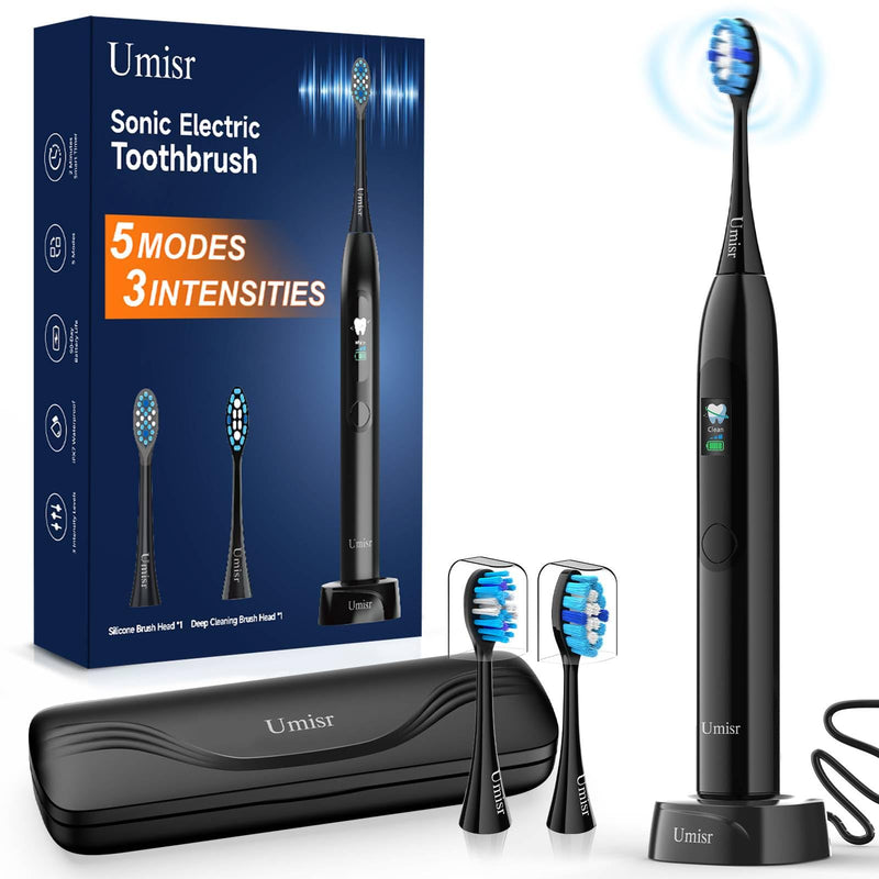 [Australia] - Electric Toothbrush for Adults - 90 Day Battery Life, Rechargeable Sonic Toothbrushes with Pressure Sensor, Smart Screen Travel Electric Toothbrush with Case, 5 Cleaning Modes & 3 Intensities Settings 