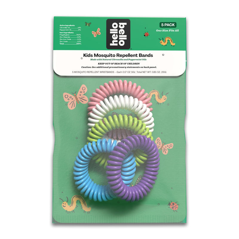 [Australia] - Hello Bello Kids Mosquito Repellent Bracelets, Made with Natural Citronella and Peppermint Oils, 5ct Bag 