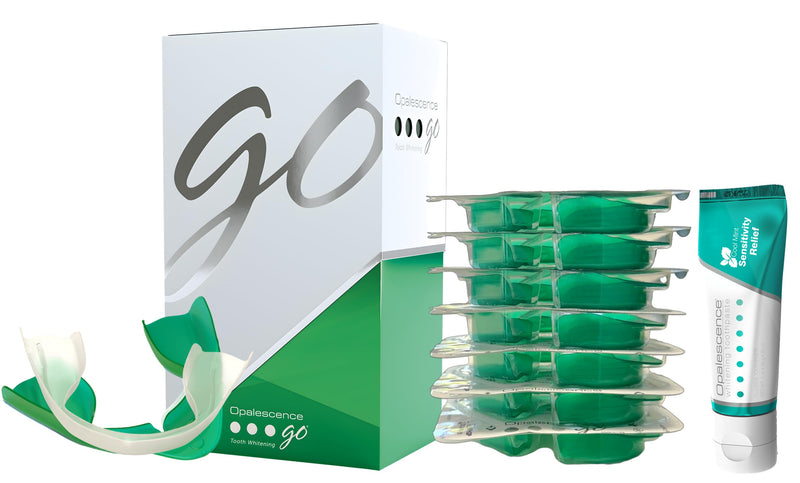 [Australia] - Opalescence GO 15 Whitening Bundle - (7 Treatments) Hydrogen Peroxide Prefilled Teeth Whitening Trays and Travel Sensitive Whitening Toothpaste 1 Oz - Mint Flavor- Includes a Toothbrush - 6288-1T 1 Count (Pack of 7) 