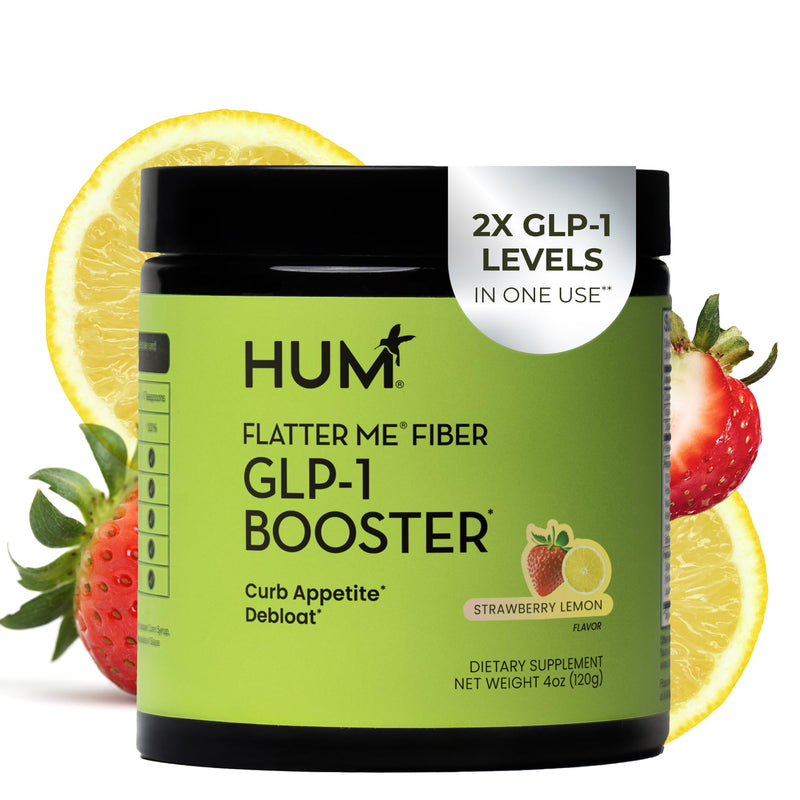 [Australia] - HUM Flatter Me Fiber Supplement for Women & Men, Prebiotics & Digestive Enzymes to Support Weight & Bloating, Digestive & Gut Health, Fiber Powder Drink Mix, Strawberry Lemon, 10 Servings 