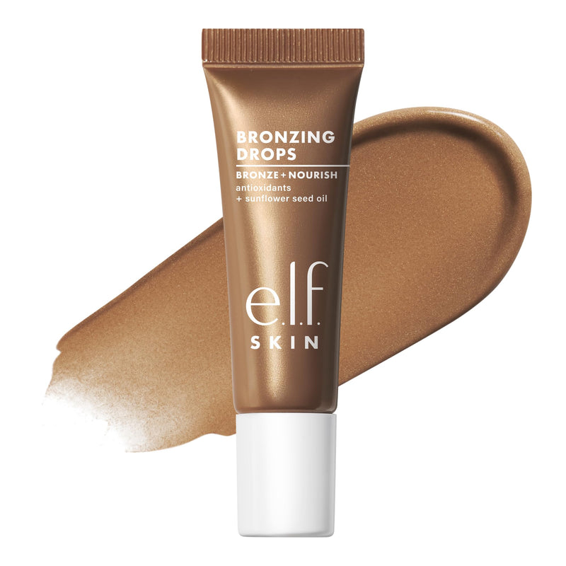 e.l.f. SKIN Bronzing Drops Mini, Liquid Face Tinted Serum with Vitamin E & Sunflower Oil, Vegan & Cruelty-Free, Pure Gold 0.33 Fl Oz (Pack of 1)