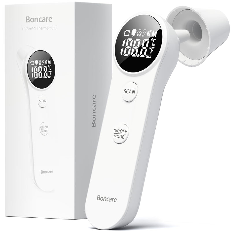 [Australia] - Boncare Ear and Forehead Thermometer, 2X Accuracy Infrared Digital Thermometer for Adults and Kids, 1 Second Reading, No Touch Baby with Fever Alarm 