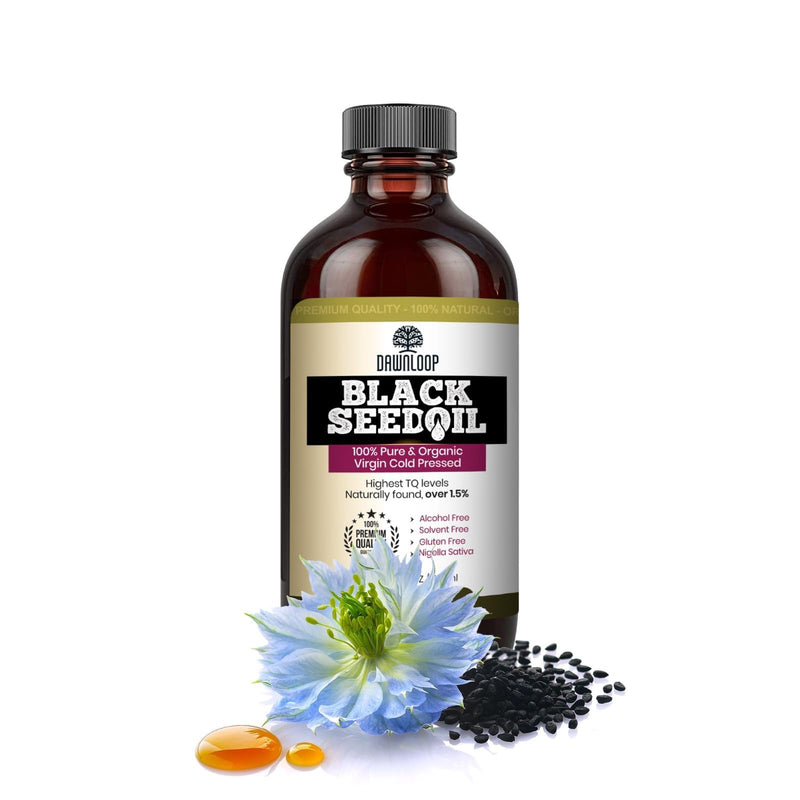 [Australia] - DAWNLOOP Black Seed Oil Organic Cold Pressed 4oz - 100% Pure High Thymoquinone Nigella Sativa, Black Cumin Oil for Immune Support, Brain Function, Digestion, Joint Mobility, Gluten Free, Non GMO 1 Count (Pack of 1) 