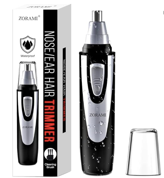 Ear and Nose Hair Trimmer Clipper 2025, Painless Eyebrow and Facial Hair Trimmer for Men and Women, Battery- Operated Trimmer with Waterproof Technology, Dual Blades for Easy Cleansing, Black