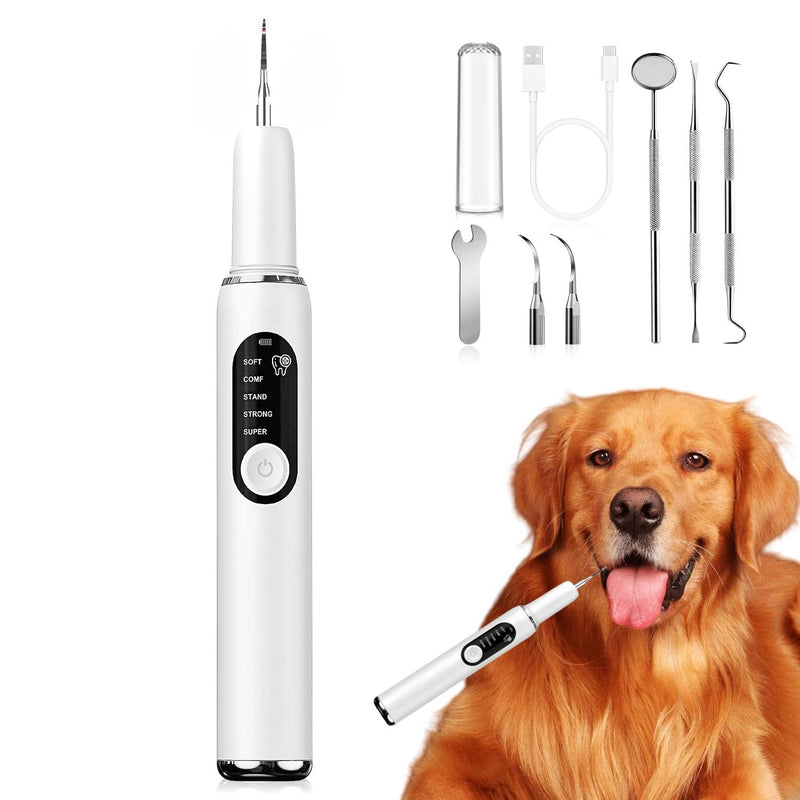 Ultrasonic Dog Toothbrush – Electric Plaque & Tartar Remover Kit with 5 Modes and 2 Heads, Gentle and Safe Teeth Cleaning Tool for Dogs, Improves Pet Oral Health