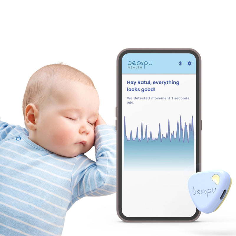 [Australia] - Bellybutton Baby Movement Monitor for Peace of Mind with Gentle Vibration, App Alerts, Easy Clip, Portable & Baby-Safe Design (Blue) 