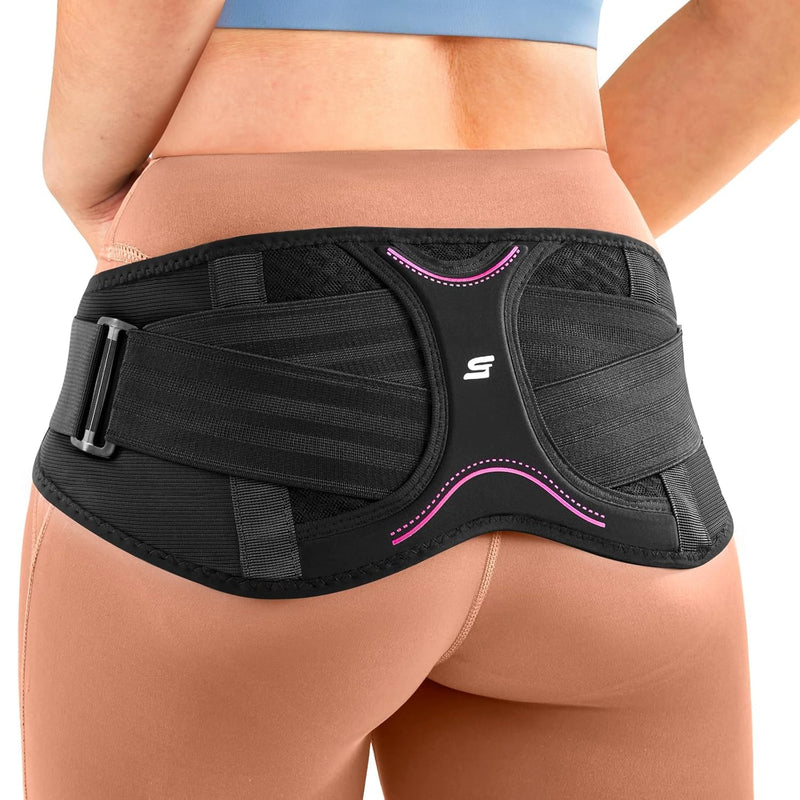 SueStar Sacroiliac Belt with Removable 3D Massage Pad, Hip Brace for SI Joints Pain, Lower Back Pain and Sciatica Nerve Relief, Anti-slip Si Joint Belt for Women,Purple.S/M