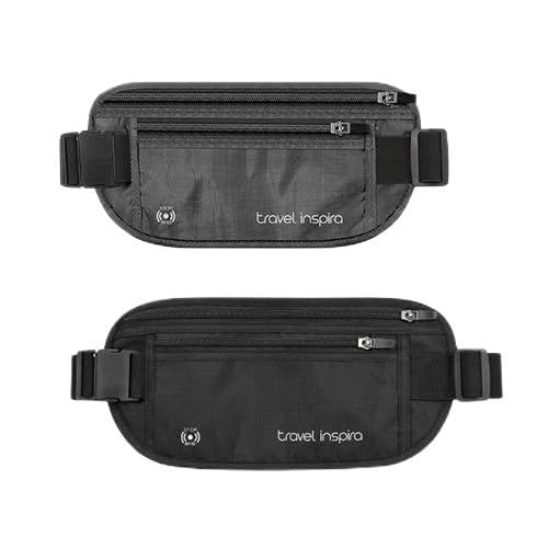 travel inspira Travel Money Belt with Anti-Theft Zipper Upgrade Larger Slim Travel Pouch with RFID Blocking