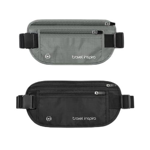 travel inspira Slim Anti-Theft RFID Blocking Travel Money Belt & Passport Holder - Concealed Under Clothes
