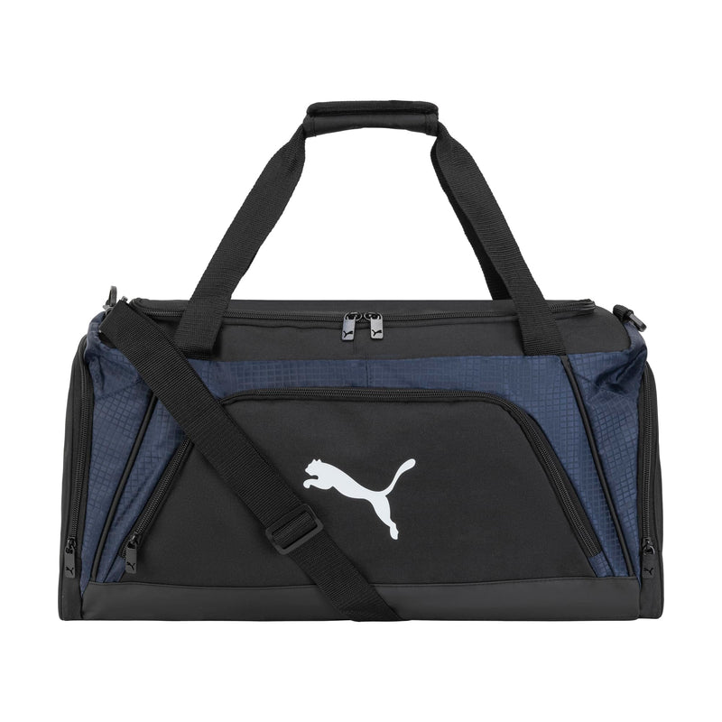 PUMA unisex-adult Accelerator Duffel Bag with Removable Strap & Shoe Pocket New Navy/Black One Size