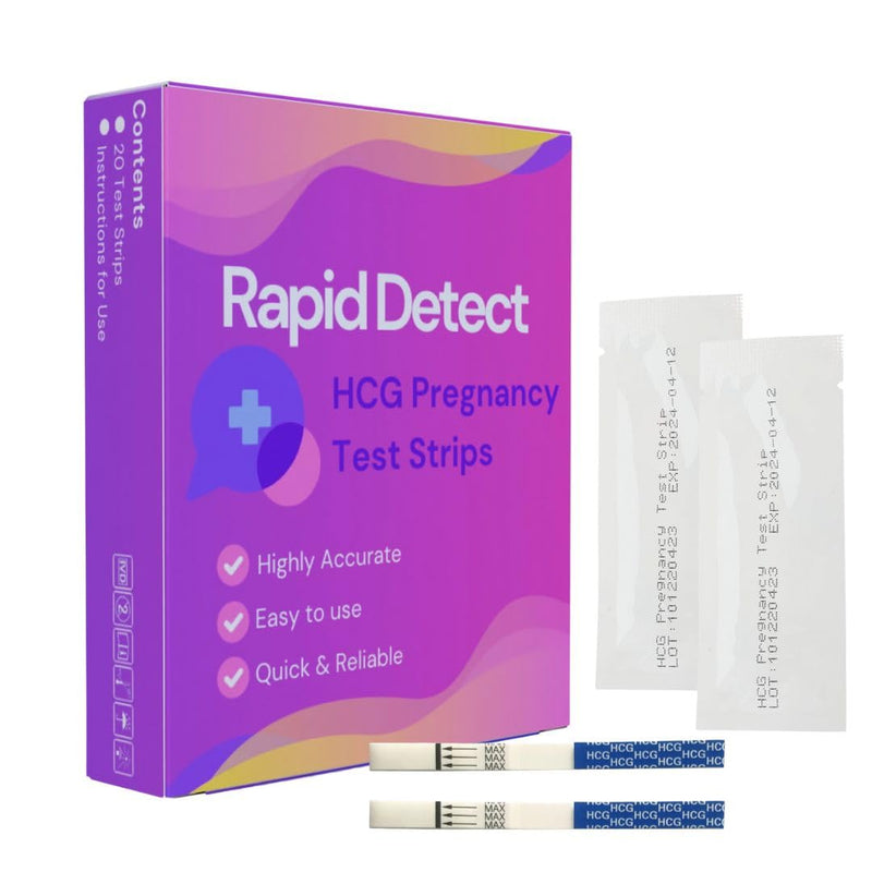 Rapid Detect HCG Pregnancy Test Strips (20 Count) Easy to Use, Home Pregnancy Test Strips, Indivdually Wrapped & Reliable