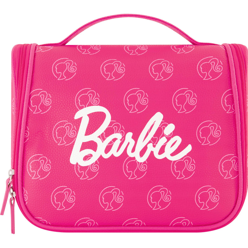 Concept One Barbie Women's Makeup Bag, Small Travel Cosmetic Zipper Pouch Organizer with Logo, Pink | Small Travel Cosmetic Zipper Pouch Organizer with Logo