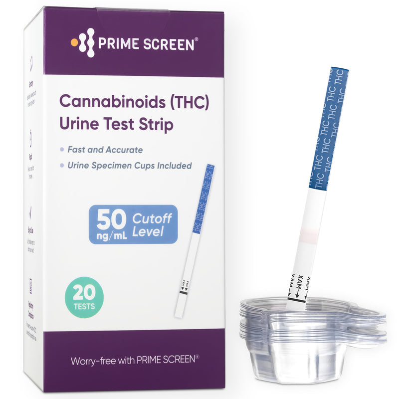 Prime Screen THC Urine Test Strips 2 Packs with Cup Included