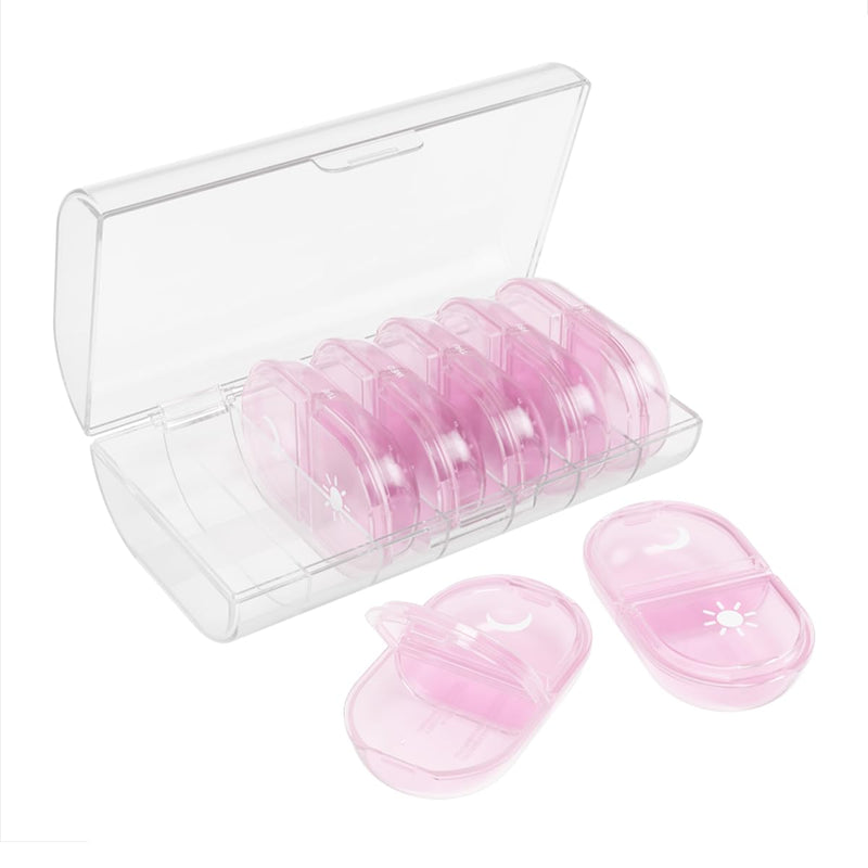 Ezy Dose Weekly (7-Day) AM/PM Pill Organizer, Large Medicine Planner, Pink | Daily Individual Vitamin & Supplement Medication Case, 2x a Day Removable Compartments with Case, Travel-Friendly, BPA-Free Pink With Clear Case