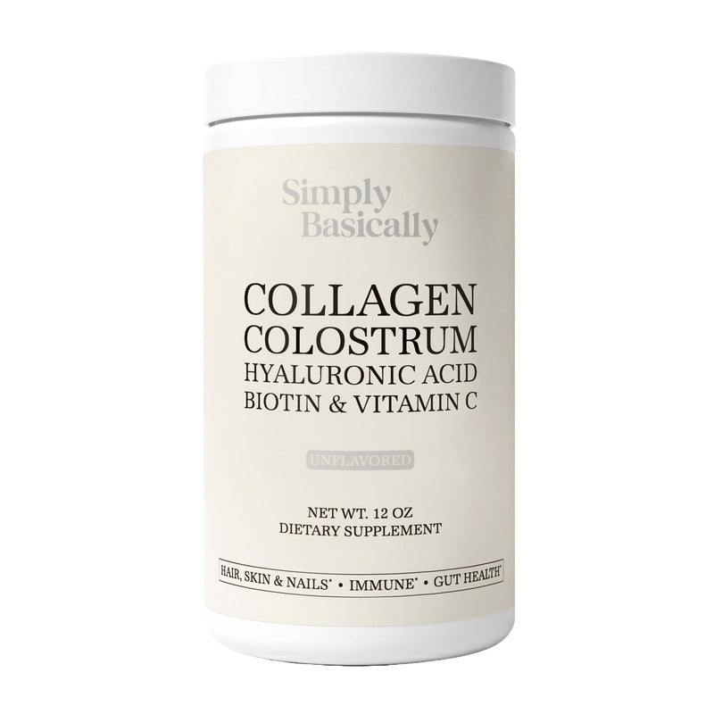 Bovine Colostrum Powder + Collagen Peptides | Hair, Skin, Nails, Immune & Gut Health Supplement | Hyaluronic Acid, Biotin, Vitamin C | Unflavored 30 Servings