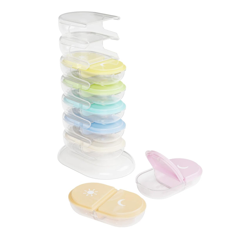 Ezy Dose Weekly (7-Day) AM/PM Pill Organizer, Medicine Case, Pastel Rainbow | Daily Stackable Vitamin & Supplement Medication Case, 2x a Day Removable Compartments, Travel-Friendly Tower, BPA-Free