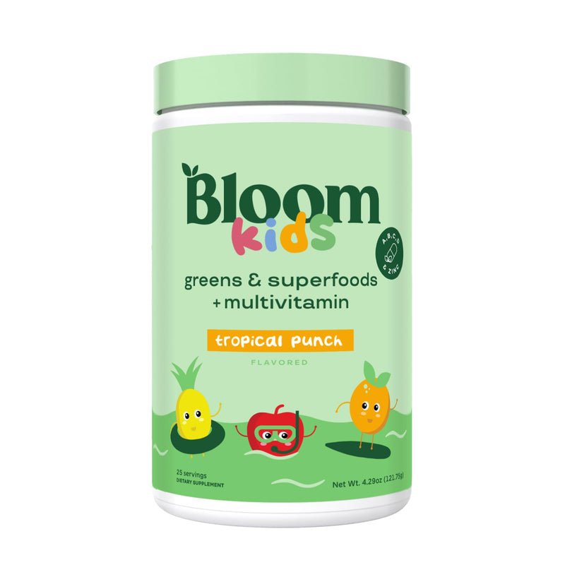[Australia] - Bloom Nutrition Superfood Greens Powder for Kids, Digestive Enzymes, Probiotics, Prebiotics, Gut Health, Chlorella, Green Juice Mix w/Beet Root Powder (25 Servings (Pack of 1), Tropical Punch) 25 Servings (Pack of 1) 