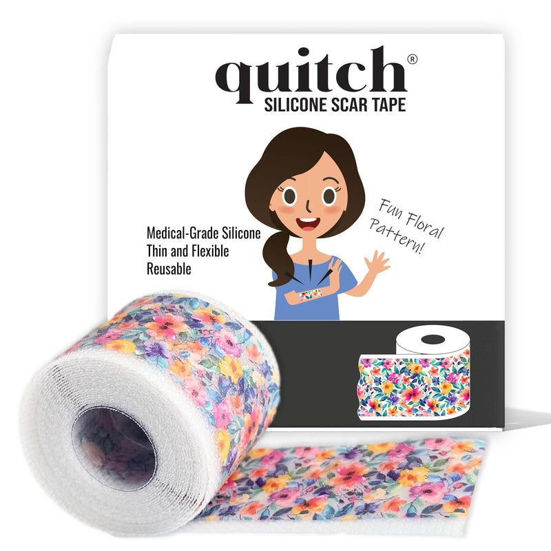 [Australia] - Quitch Silicone Scar Sheets for Surgical Scars, Silicone Scar Tape, C Section Recovery Must Haves, Tummy Tuck Recovery Must Haves, Postpartum Essentials Scar Treatment (Floral) 4x150cm Floral 