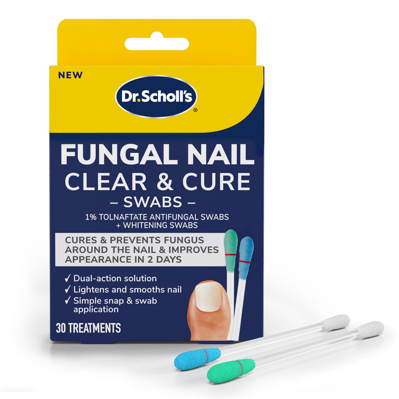 Dr. Scholl’s Fungal Nail Clear & Cure Swabs, 30 ct - Nail Treatment with Tolnaftate to Cure & Relieve Athlete's Foot Fungus Around the Nail + Whitening Swab to Improve Nail Appearance in 2 Days