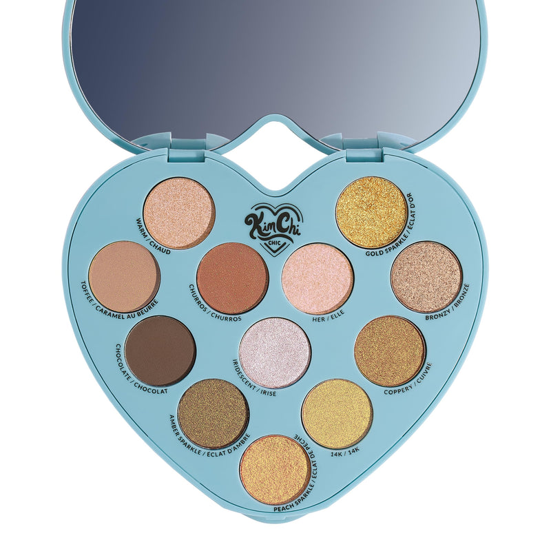[Australia] - Kimchi Chic Spinning Hearts Love Eyeshadow & Pigment Palette - 12 Shades for Soft Glam to Bold Looks, Long Lasting, Blendable, Cruelty Free, Partner in Crime 0.3 oz 02 Partner In Crime 