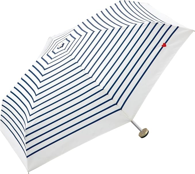 Heart Embroidered Stripe Mini Umbrella off – Cute Foldable Umbrella with UV Protection for Rain & Sun