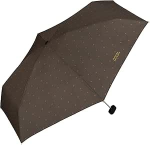 Heart Print & Cross Line Mini Umbrella Brown – Cute Compact Foldable Rain & UV Umbrella with Zippered Case