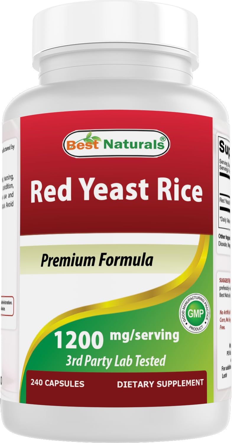 [Australia] - Best Naturals Red Yeast Rice 1200mg Per Serving 240 Capsules - Premium Formula - 3rd Party Lab Tested 
