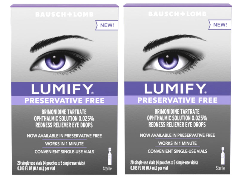 [Australia] - LUMIFY Redness Reliever Preservative Free Eye Drops, 20 Single Use Vials (Pack of 2) 
