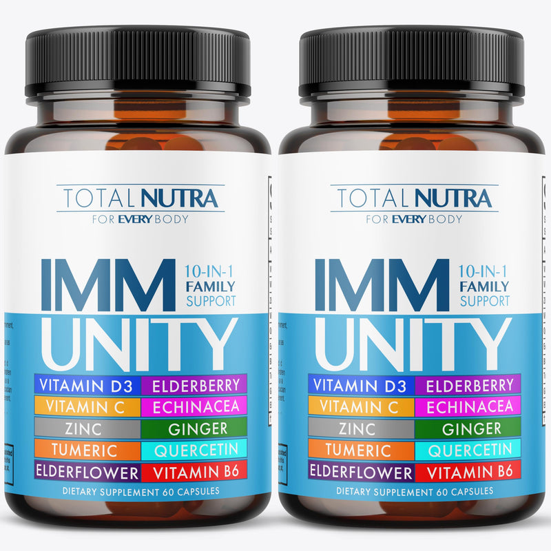 10-In-1 Immune Support Supplement: Immune Boosters for Adults & Kids Daily Immunity Defense with Key Immune System Vitamins Zinc, Vitamin C and D, Plus Elderberry, Quercetin, Echinacea & More, 60 Caps 60 Count (Pack of 2) Capsule