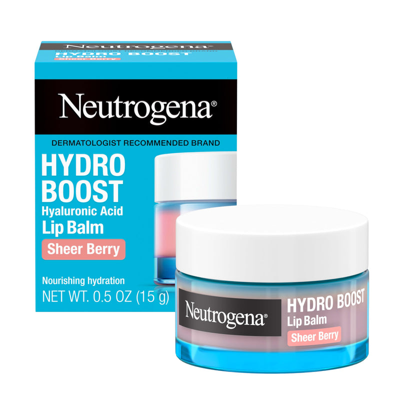 Neutrogena Hydro Boost Hyaluronic Acid Lip Balm, Nourishing Vitamin E Leaves Lips Feeling Hydrated, Sheer Pink Tinted Color with a Sweet Berry Flavor, Sheer Berry, 0.5 oz 0.05 Fl Oz (Pack of 1)