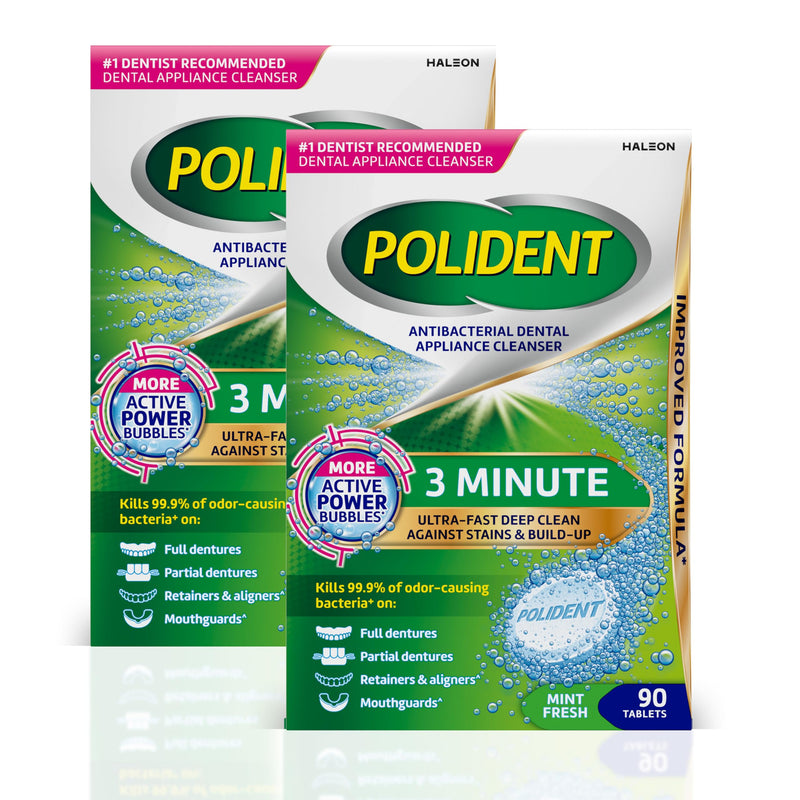 [Australia] - Polident 3 Minute Antibacterial Dental Appliance Cleanser Tablets, 90 Count (2 Pack) 