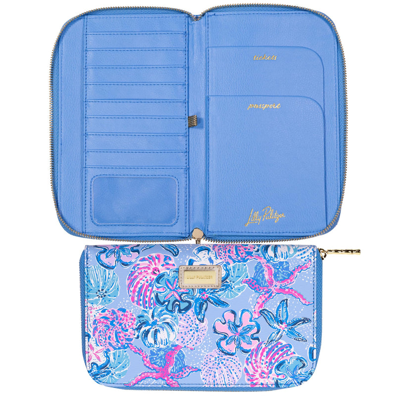 Lilly Pulitzer Travel Wallet Passport Holder, Vegan Leather Wristlet Wallet for Women, Travel Document Organizer, Bahamas Beachcomber