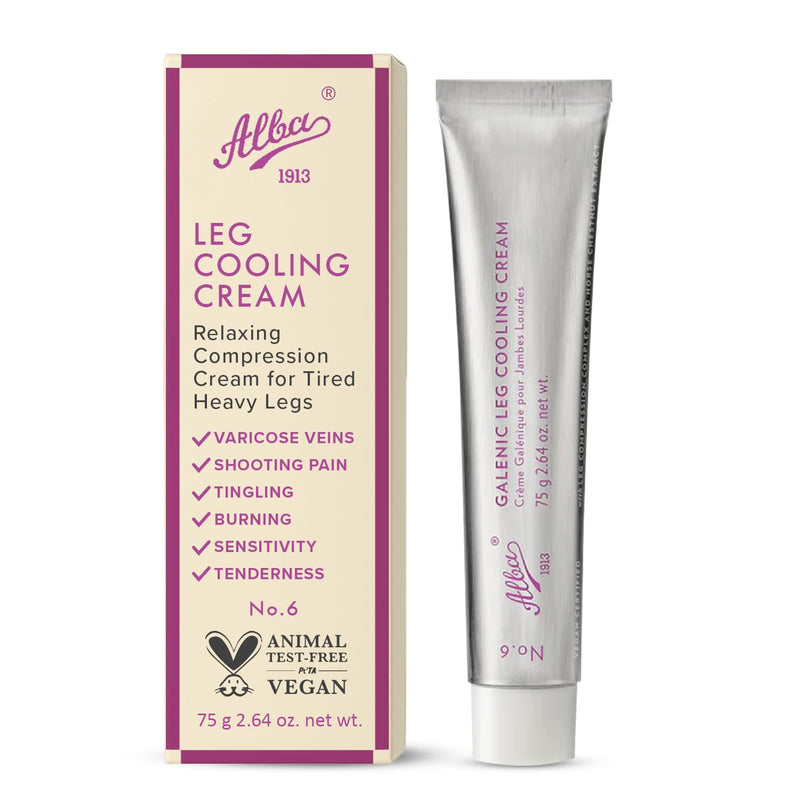 [Australia] - Alba1913 Vegan Leg Cooling Cream - Cooling Relief for Tired, Heavy Legs, Reduces Fatigue & Heaviness, Stimulates Circulation, Deep Moisturizing & Softening, Refreshing Formula, Easy to Use - 75g 