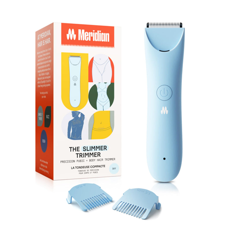 MERIDIAN Slimmer Trimmer – Electric Razor for Women, Bikini Line & Pubic Hair Trimmer, Rechargeable & Waterproof, Painless, Flawless Shave for Sensitive Skin, Gentle, Quiet & Travel-Friendly, Sky