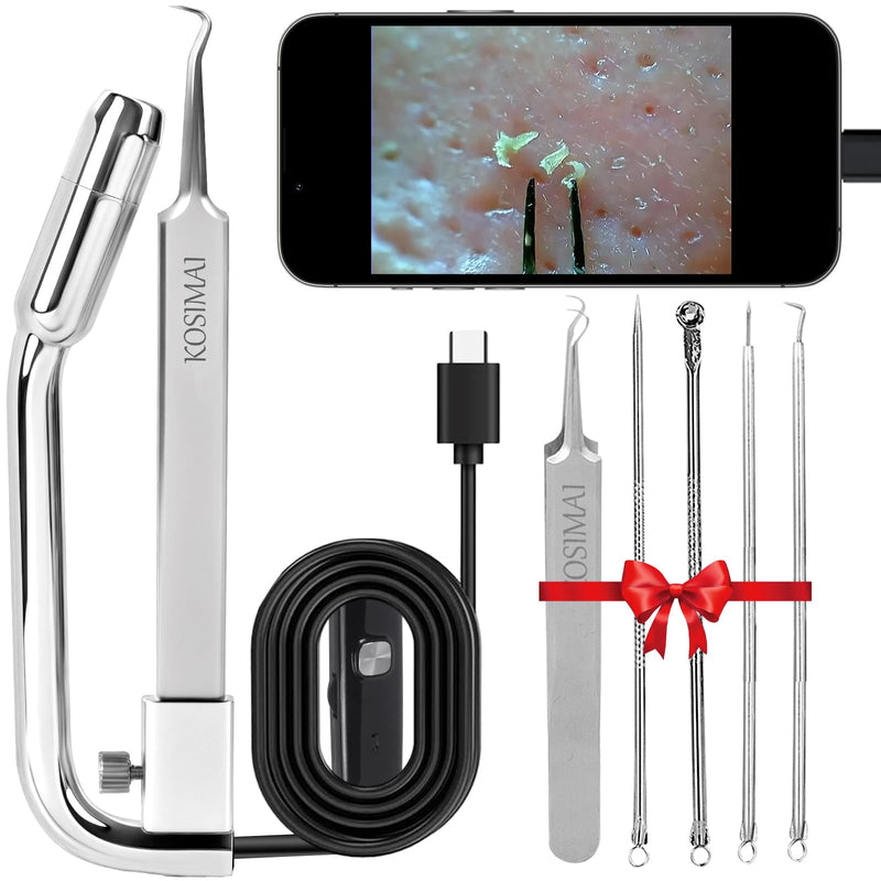 Black Head Remover for Face Tool Professional Pimple Popper HD Camera,30 Times Magnification 1080P, (Silver) Silver