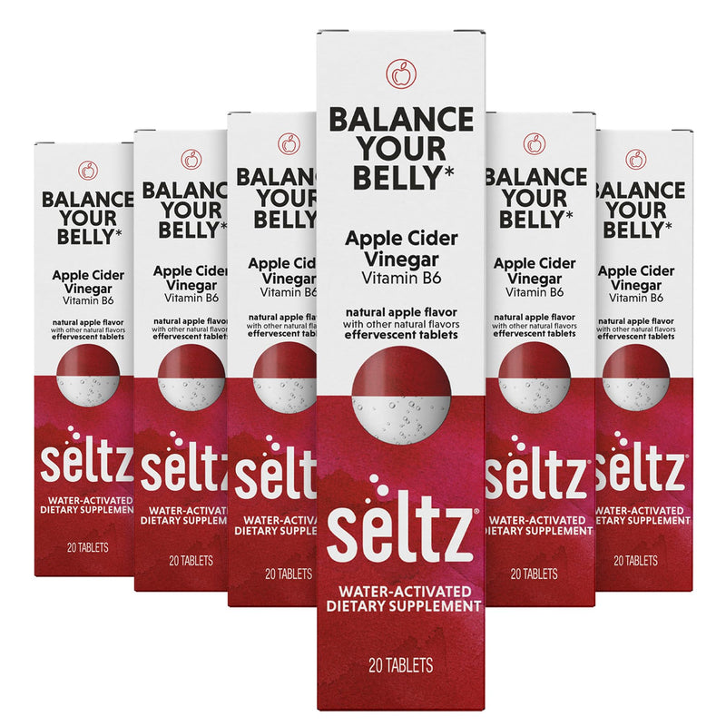 Seltz Apple Cider Vinegar Drink Tablets, Effervescent ACV with Vitamin B6 | Digestive Health, Blood Sugar and Gut Support, Drop Fizz and Drink, Refreshing and Supports Hydration, 120 Tablets 6 Pack 120 tablet (Pack of 6)