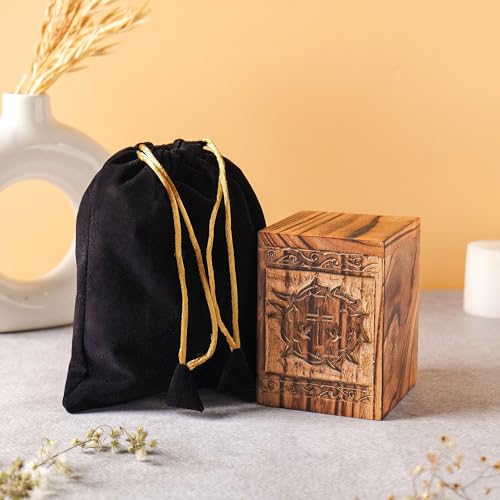 Hashcart Cross Design Wooden Urn for Human or Pet Ashes, 12 Lbs